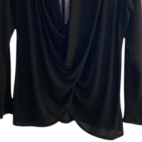 Women’s Black Drape Front Crossover Sweater Top XL Lightweight - Picture 2 of 4